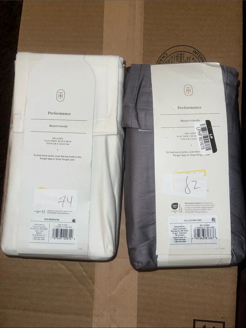 Threshold 400 Thread Count Performance Flat Sheet Cotton Sateen - White & Gray